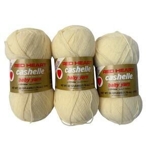 Red Heart Cashelle Baby Yarn Orlon Acrylic Yellow 3 Ply 50 Grams Lot of 3